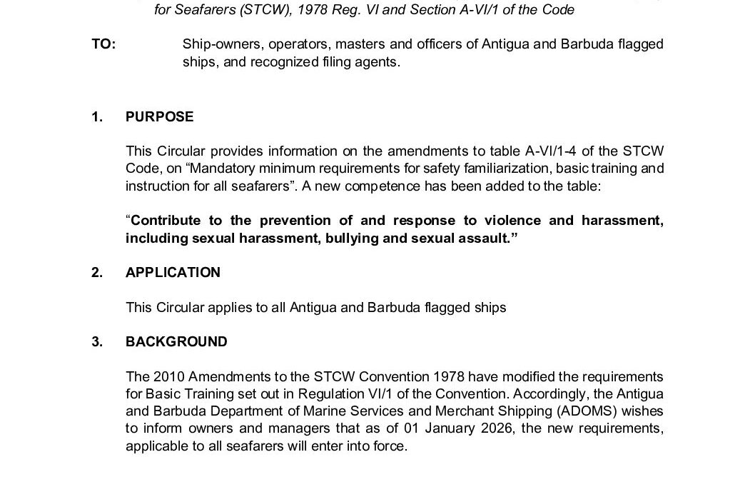 STCW Circular 2025 -003 Amendments to STCW Regulation VI, Basic ...
